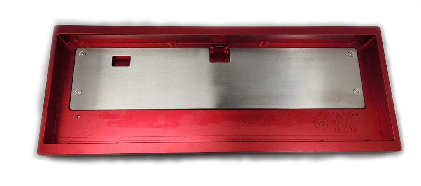 Type 0 Jixte 60% Cnc Alumimum Keyboard Red/Stainless steel brushed PK-02